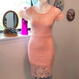 Ambiance Pink Lace Sheath Dress, S